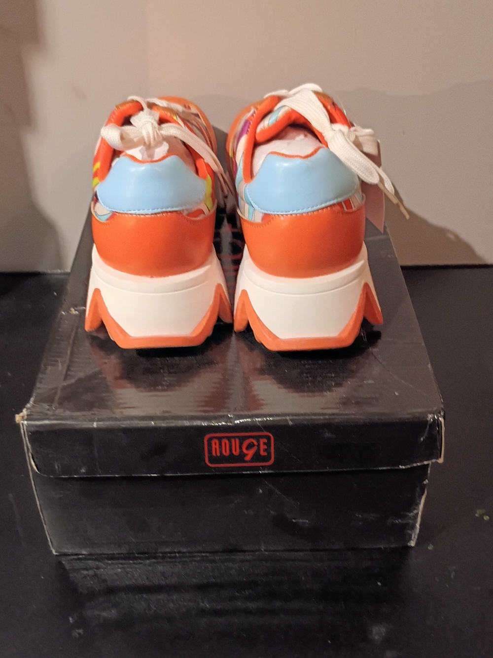 Rouge! Orange Multicolor Wave-Print Platform Sneakers - Picture 5 of 6